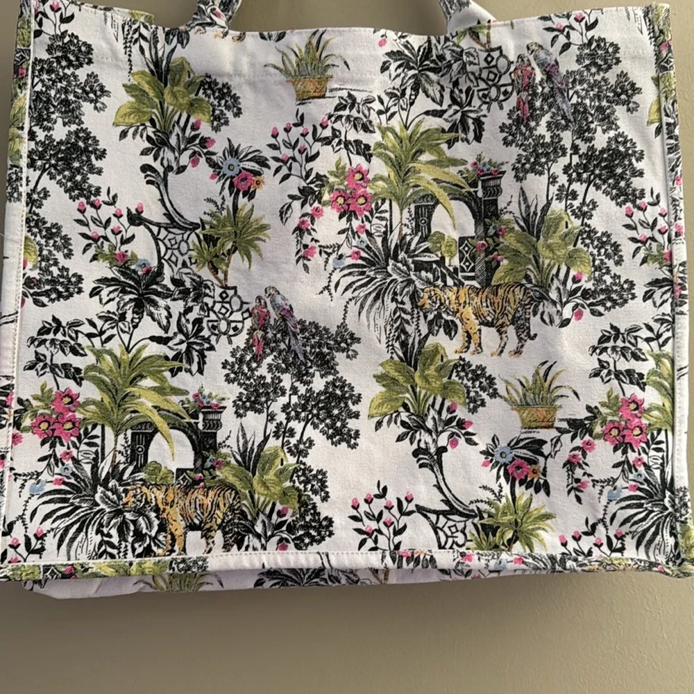 Exclusive Floral Jungle Print Tote Shopping Bag Travel Material Sturdy Cotton - Picture 11 of 13